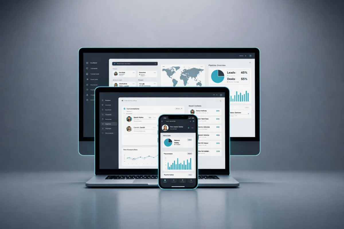Visual pipeline interface desktop and mobile mockup