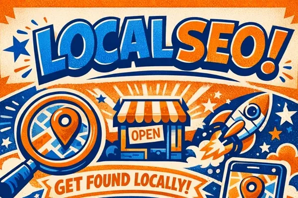 Local SEO graphic showing how small businesses get found on Google