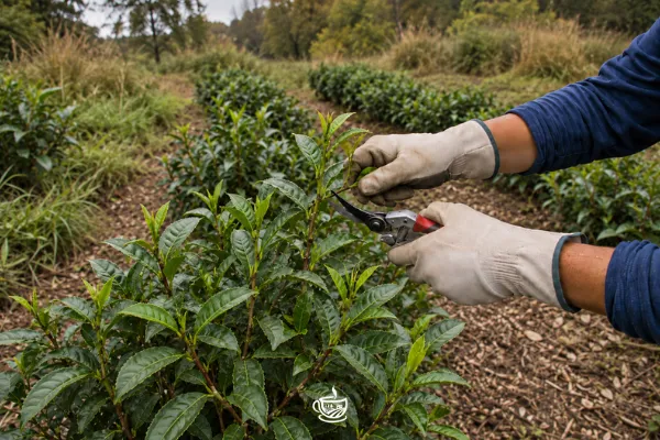Pruning the Tea Rows for Fall Health