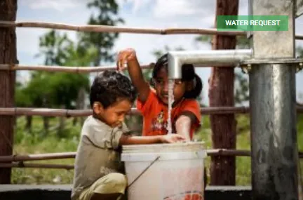 Children splashing water from the water pump