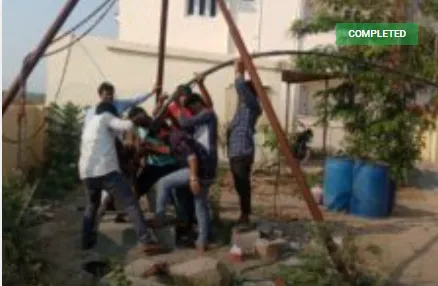 Villagers adding water pipe 