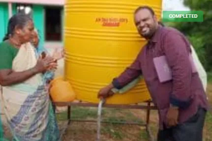 Villagers using their water tank
