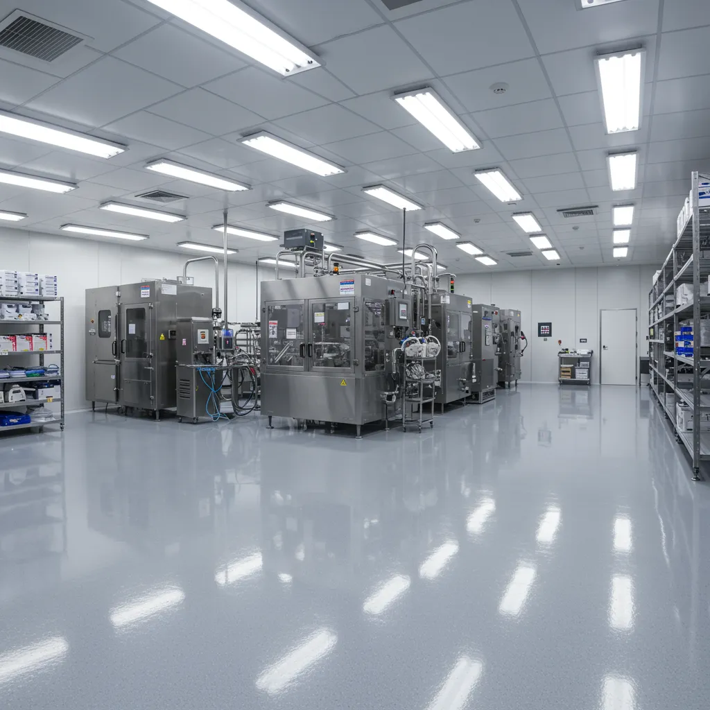 Smooth, hygienic food and beverage factory resin flooring with seamless, easy-clean finish designed for hygiene and durability.