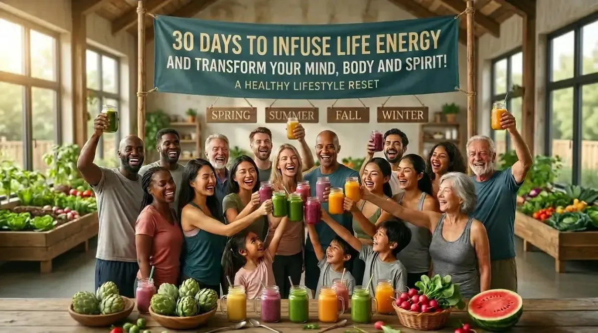 Day 30 transformation moment — the body remembers how to heal after a 30-day liquid diet juice cleanse.