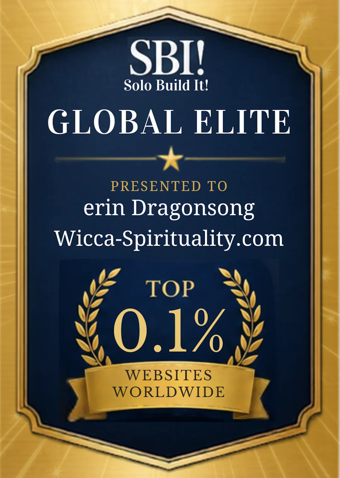 Best Site award: Wicca Spirituality, erin Dragonsong