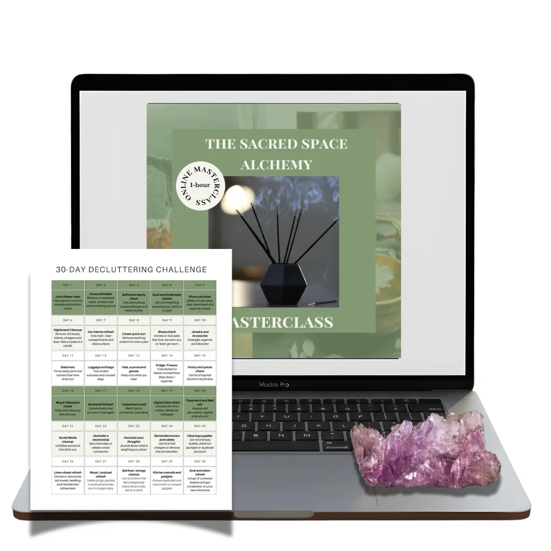 Sacred Space Alchemy Masterclass cover, energetic home cleansing and manifestation space