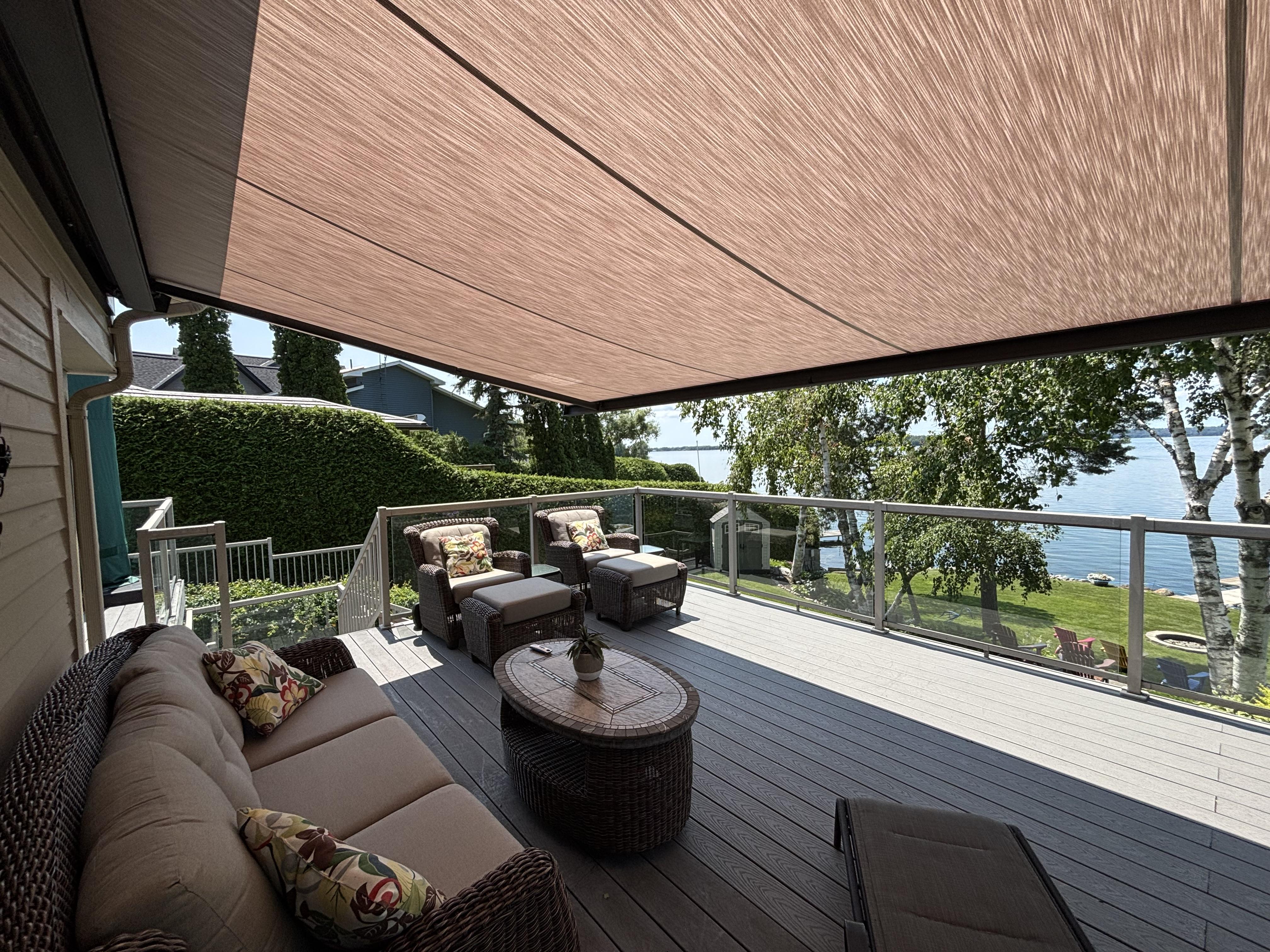 Sombrano umbrella and shade sail at cottage