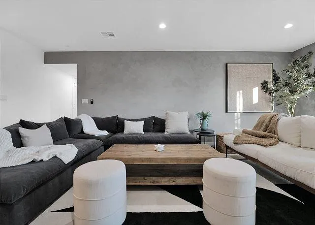 Modern living room featuring elegant decor and natural light