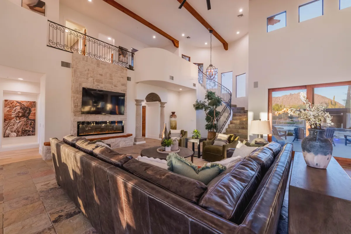 Plush seating with covered patio 