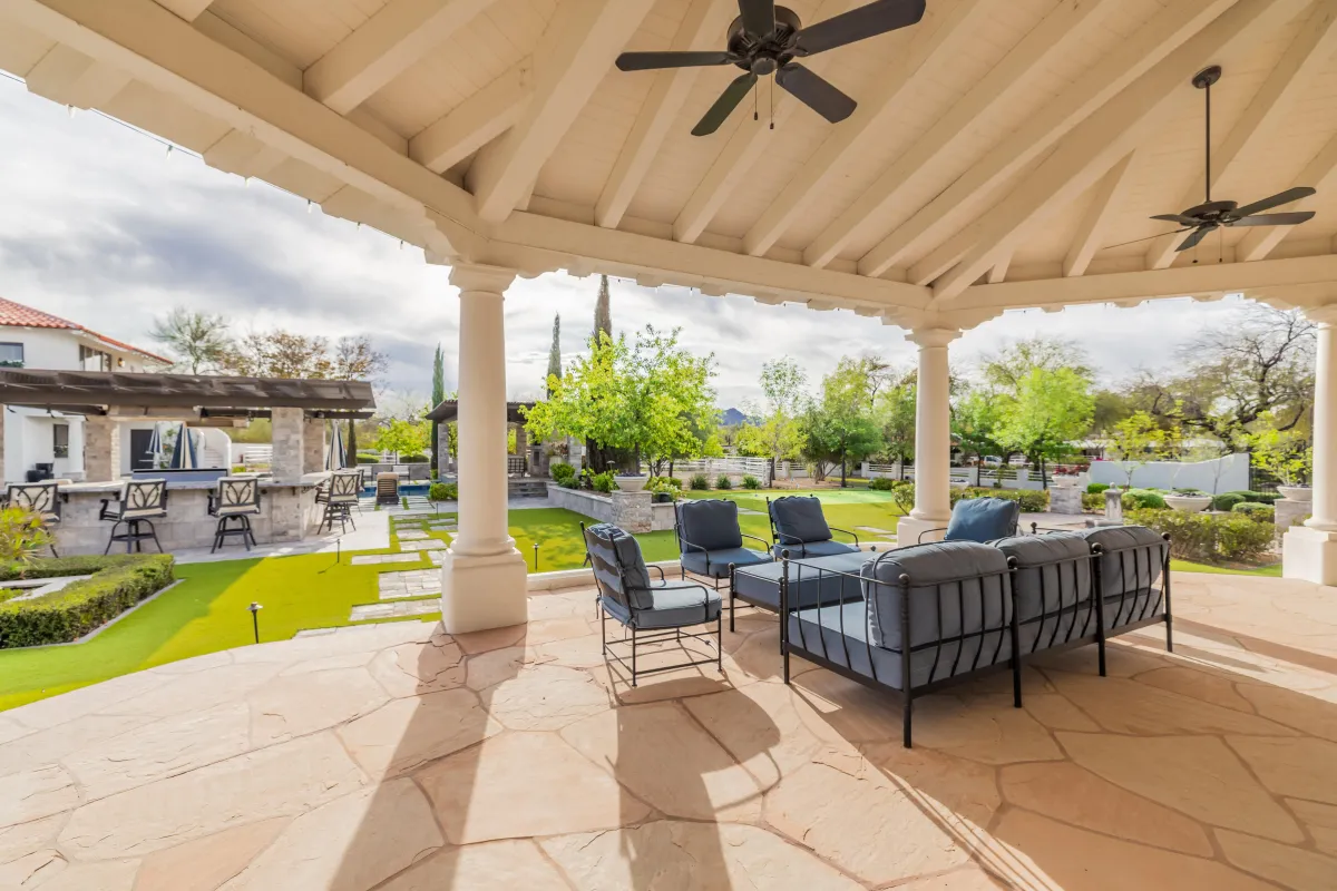 Outdoor seating with swim up bar