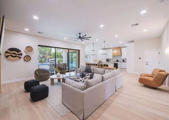 Open-concept kitchen with high-end appliances and a large island
