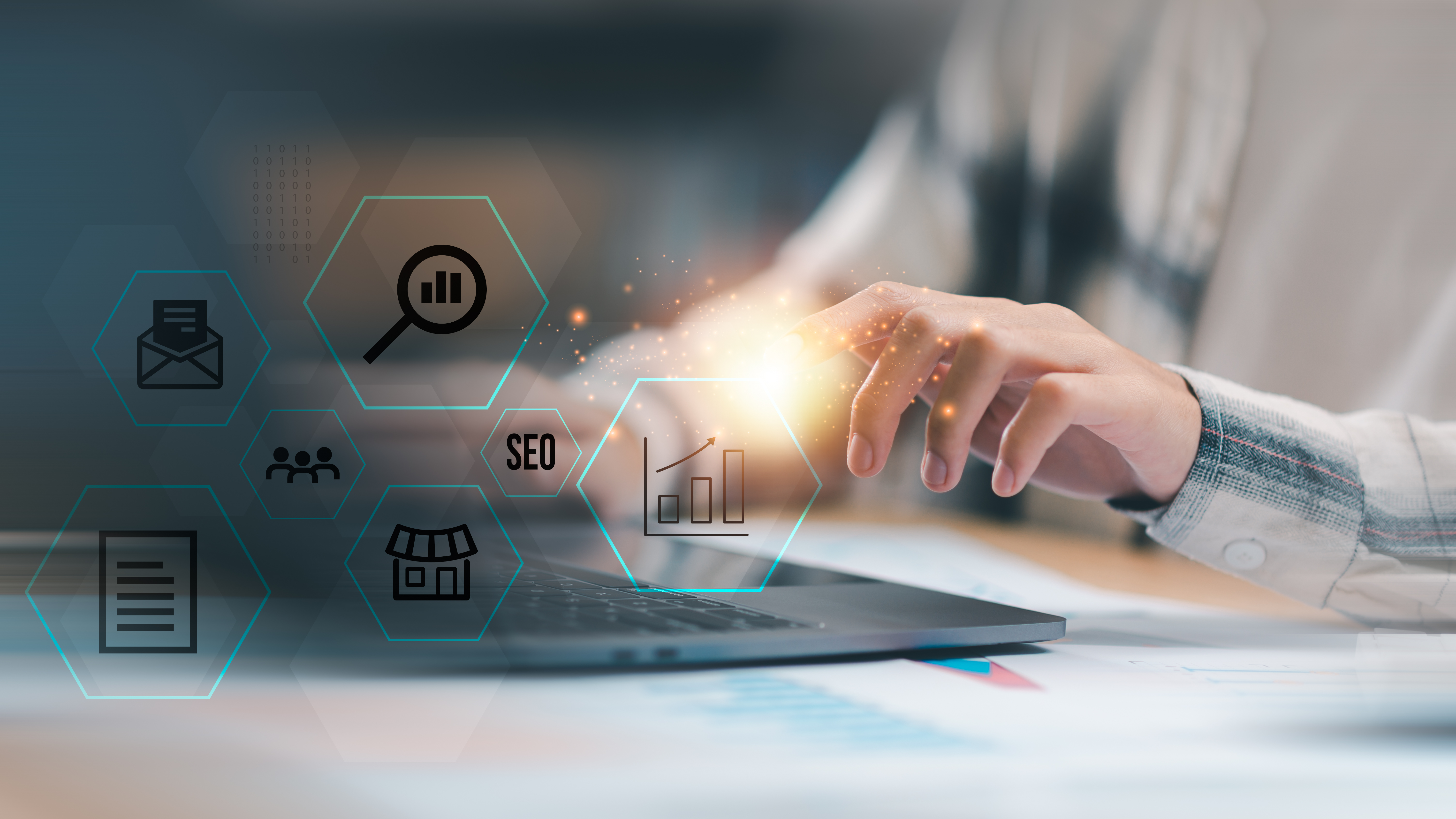 A male entrepreneur in his cozy coffee shop, laughing with a customer at the counter. The shop features rustic decor, warm lighting, and a welcoming atmosphere. The image captures genuine interaction and small business charm. 3:2 aspect ratio.