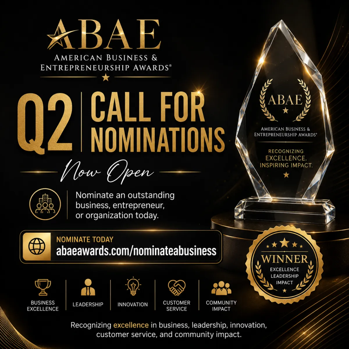 American Business & Entrepreneurship Awards Opens Q2 Call for Nominations
