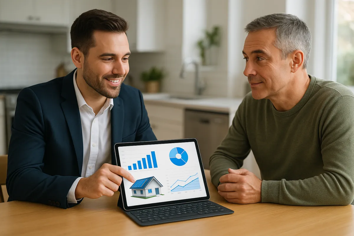 Blonde woman in glasses presenting near flip chart