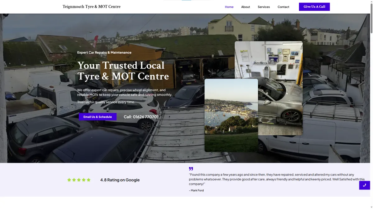 Teignmouth Tyre  MOT Centre Website Case Study