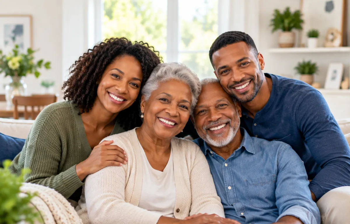 Multigenerational family together at home