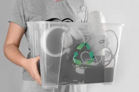 Electronics recycling with cords and devices collected for disposal – Woodburn Junk Removal.