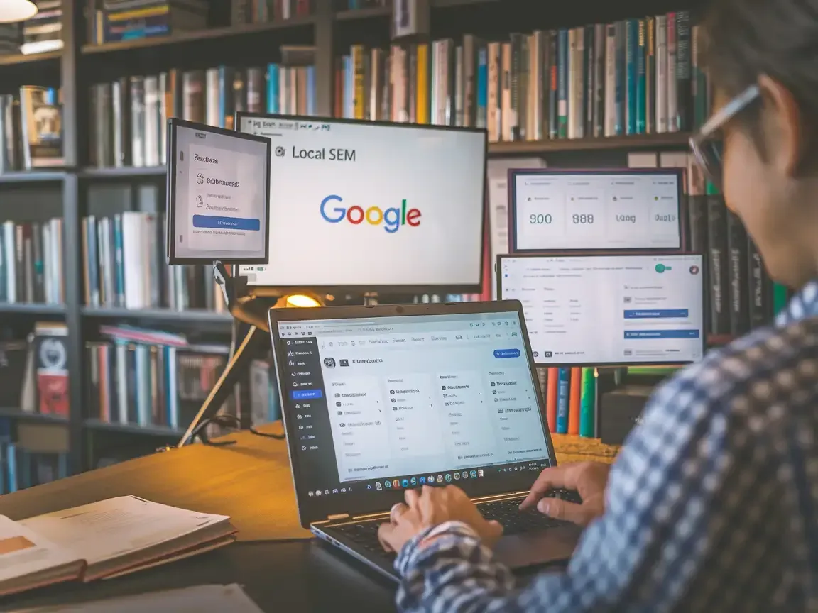 Digital marketer optimizing a website for better online visibility.