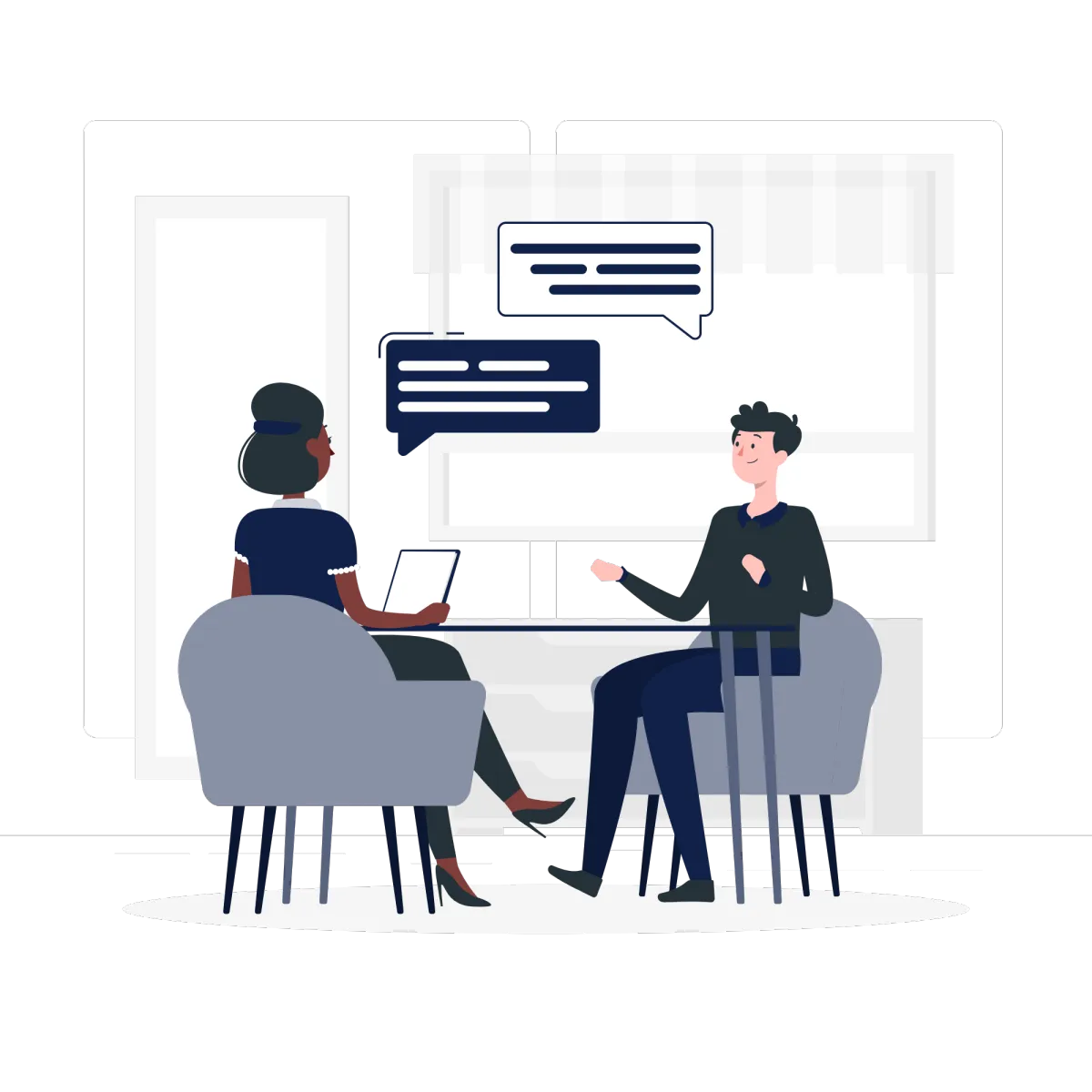 Consultant guiding business owners through strategic planning.