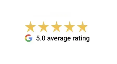 Logo Showing An Average of 5 Star Rating On Google