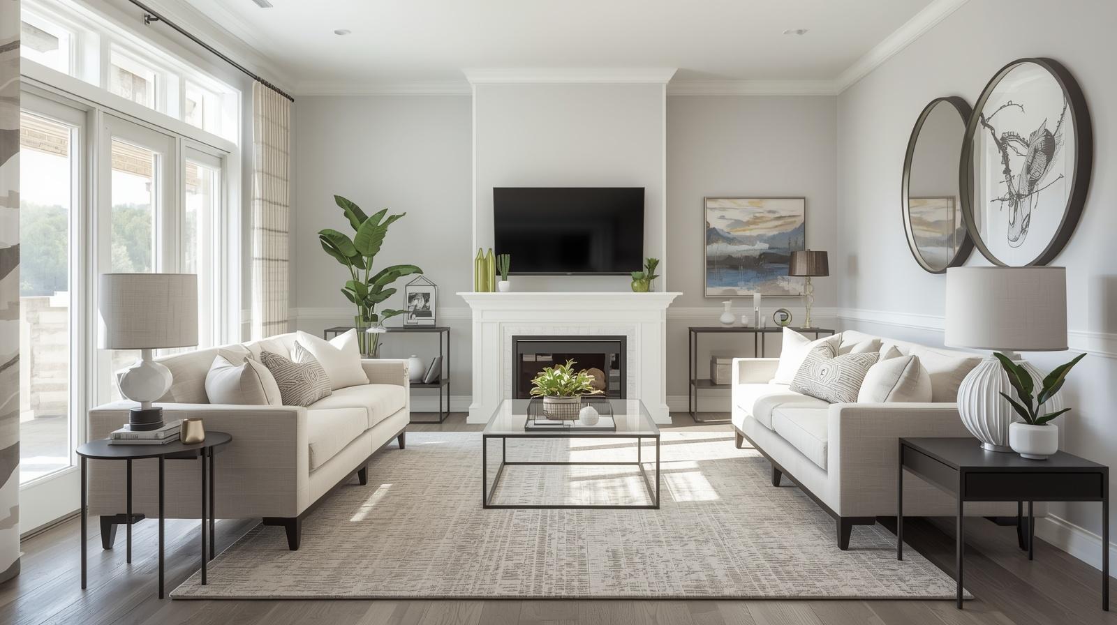 Bright, well-staged Germantown, Tennessee living room with clean furniture and natural light, representing home staging before listing a house for sale.