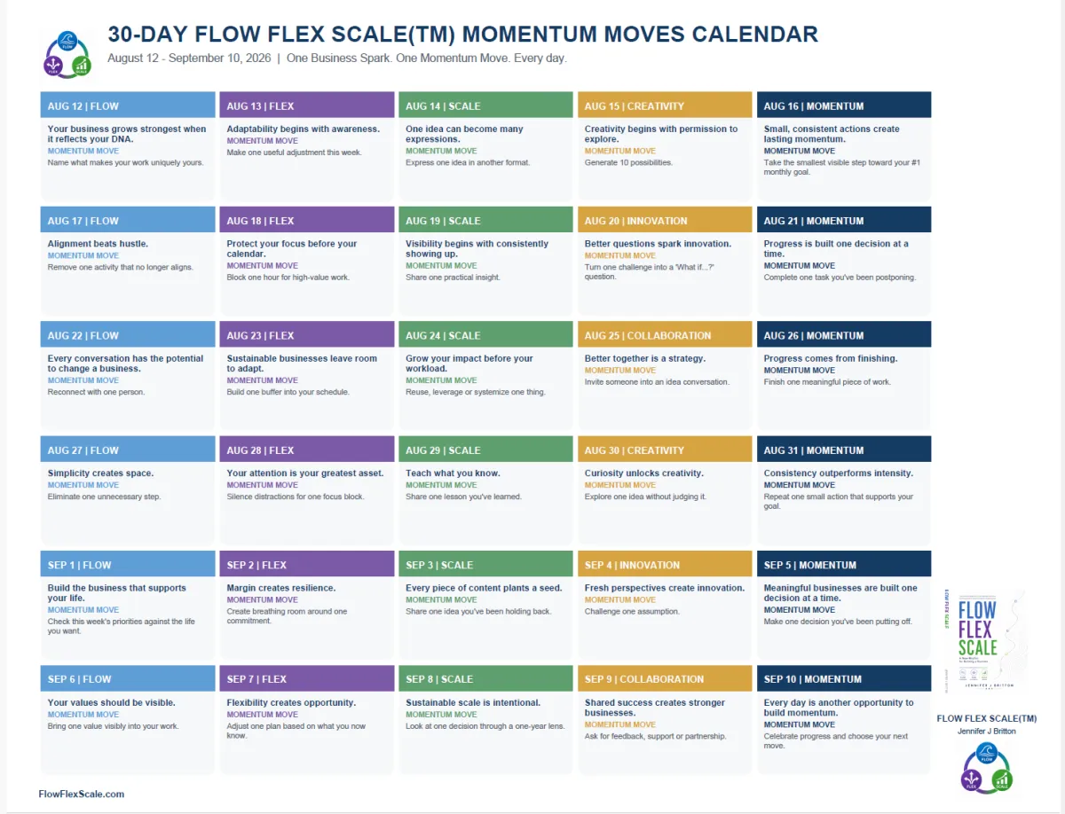 30 Day Flow Flex Scale Momentum Moves Calendar