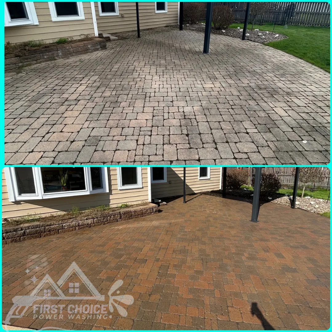 before and after of patio restoration