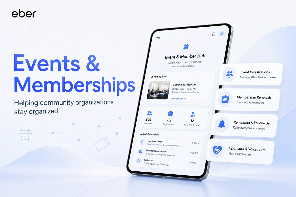 Eber Technologies Expands Event and Membership Management Tools for Community Organizations