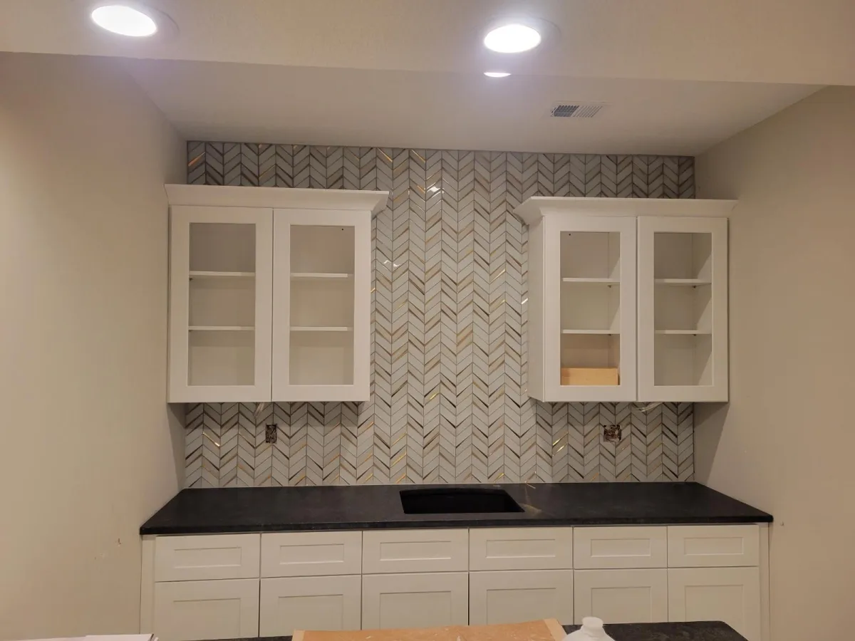 cabinet repaint and tile installation transformation