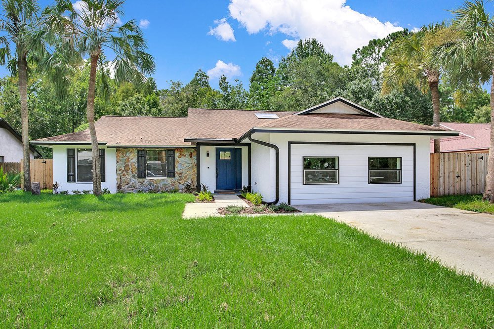 Front yard and landscaping prepared for a home listing