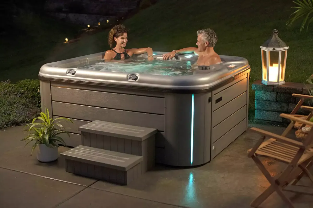 hot tub in backyard