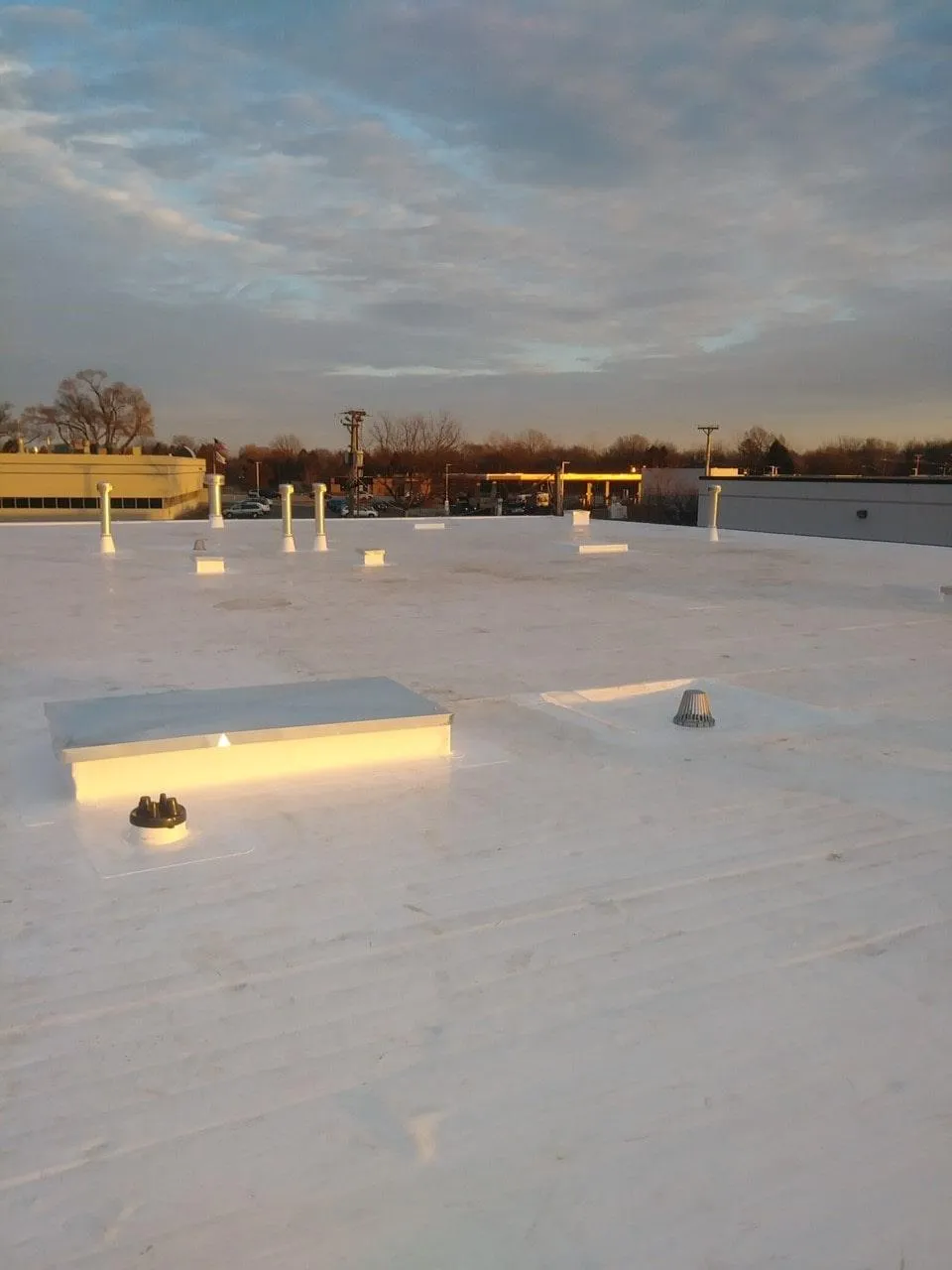 a roof of an industrial building