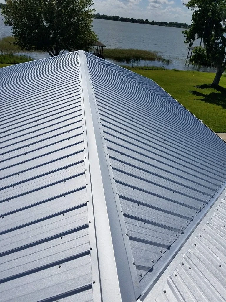 a metal roof  of a building