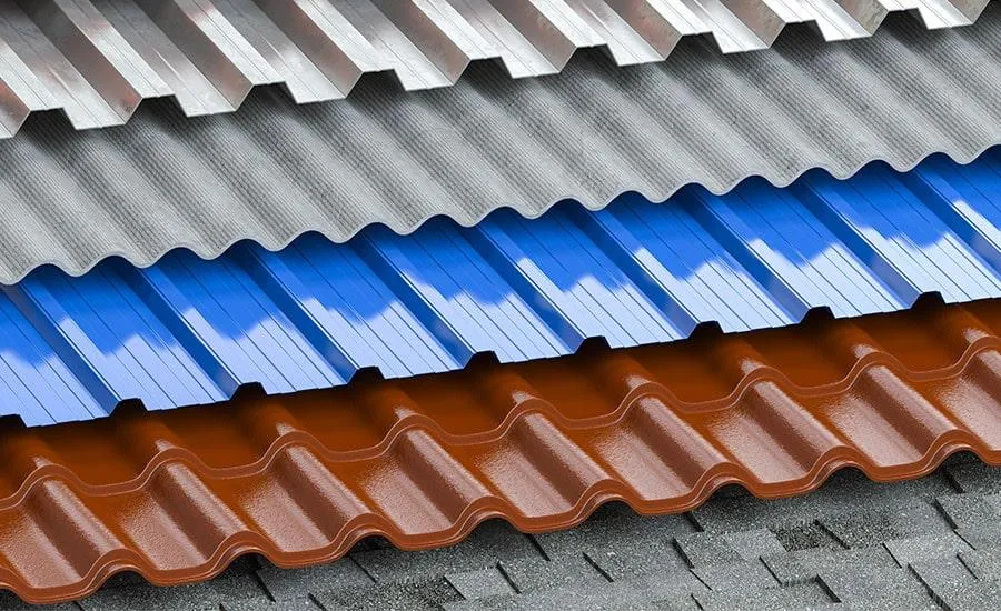 a group of metal roofing sheets