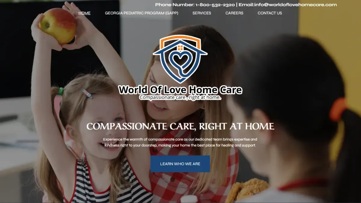 World of Love Home Care website