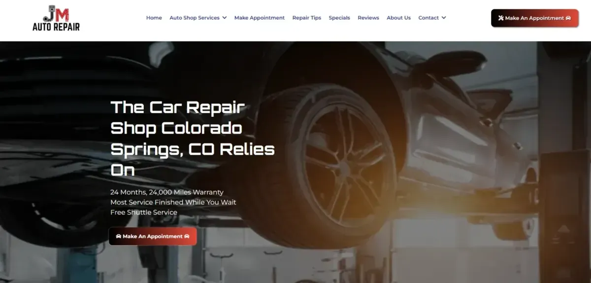 JM Auto Repair website