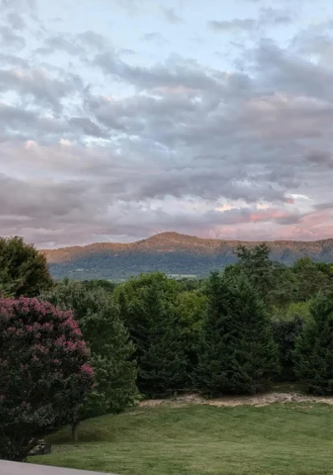 A view of the blue ridge mountains from a cloverdale homee