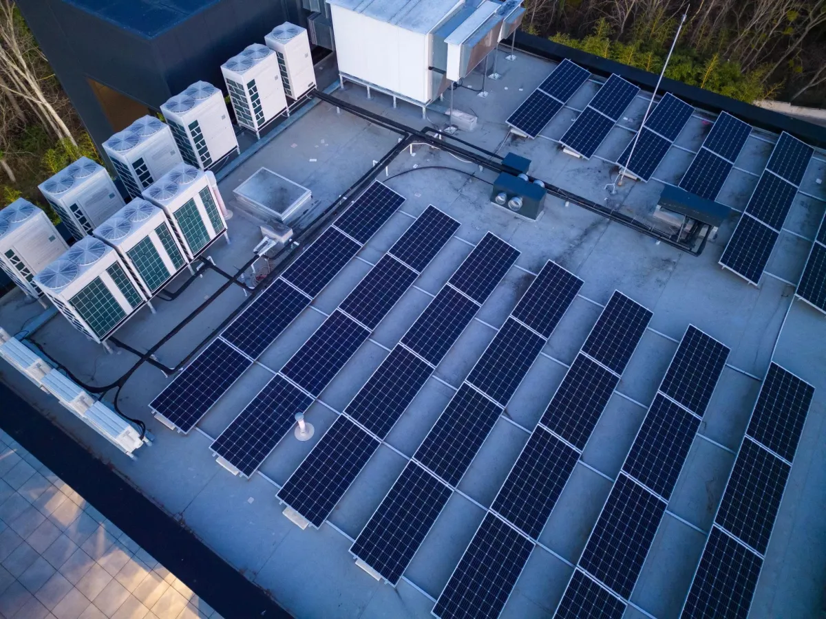 Office building with a large solar array