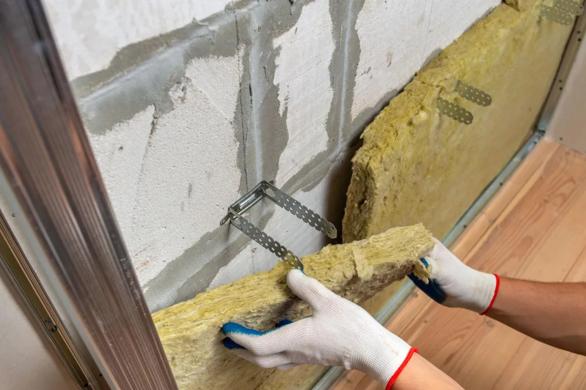 installing insulative panels into the frame of a wall