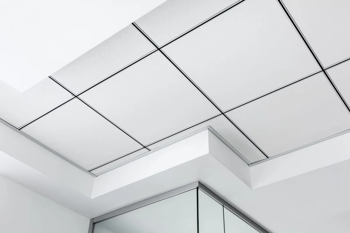 sleek white acoustic ceiling tiles