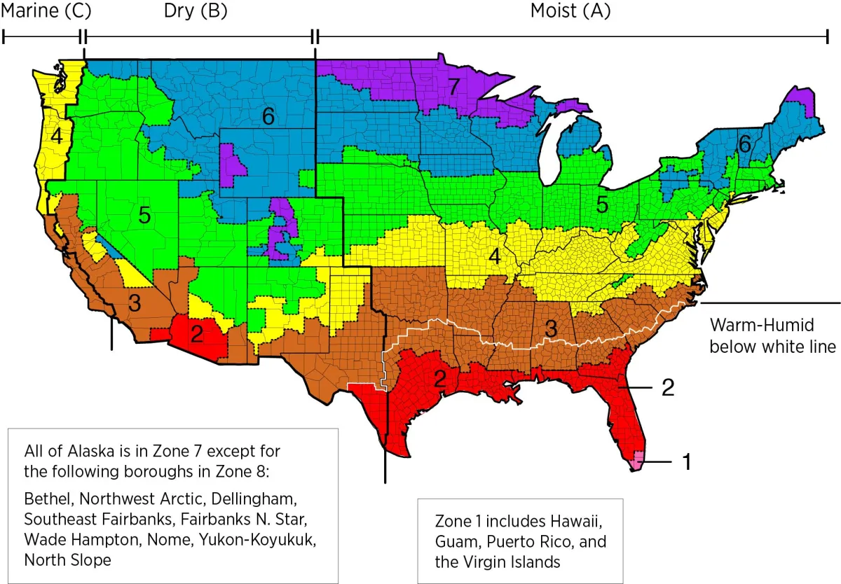 a map of the united states color coded by climate zone