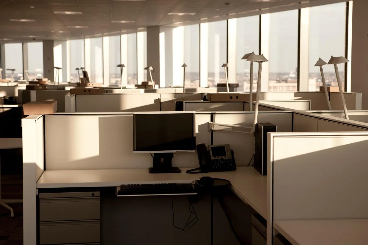 a harshly designed office