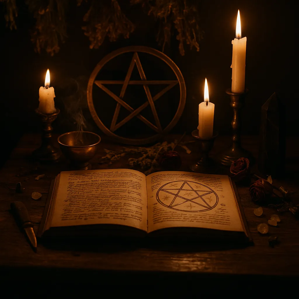 An ancient, candlelit ritual chamber filled with velvet, parchment, and arcane symbols evoking a remembered sanctum.