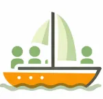 Sailboat with three passengers, representing the personalized private charter experience offered by Cocoa Beach Catamaran for small group sailing adventures.