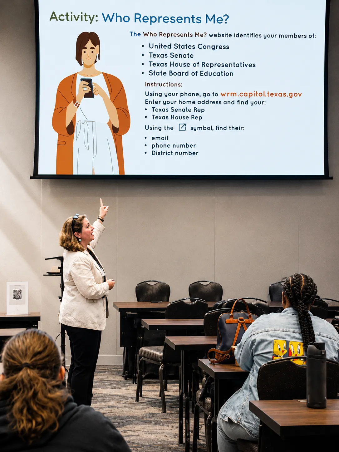Leading an advocacy activity on finding your representatives