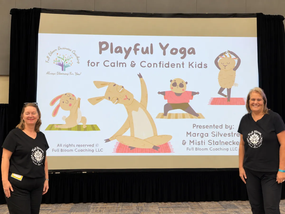 Misti and Marga presenting Playful Yoga for Calm and Confident Kids