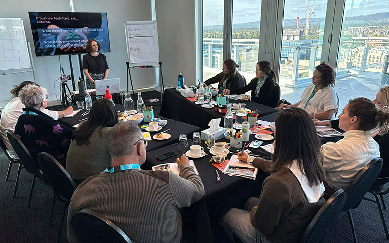 Christine presenting at a business workshop