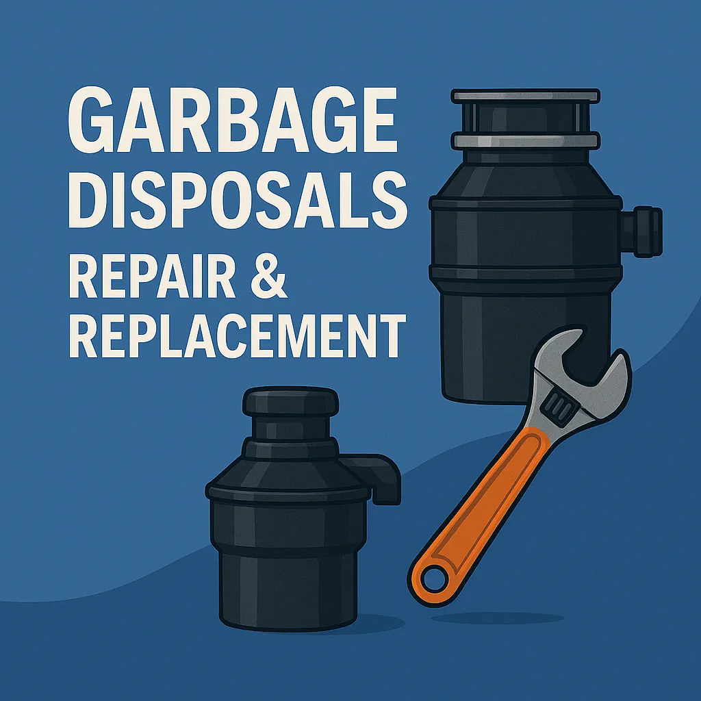 Garbage disposal repair and replacement services for clogged or malfunctioning kitchen disposals.