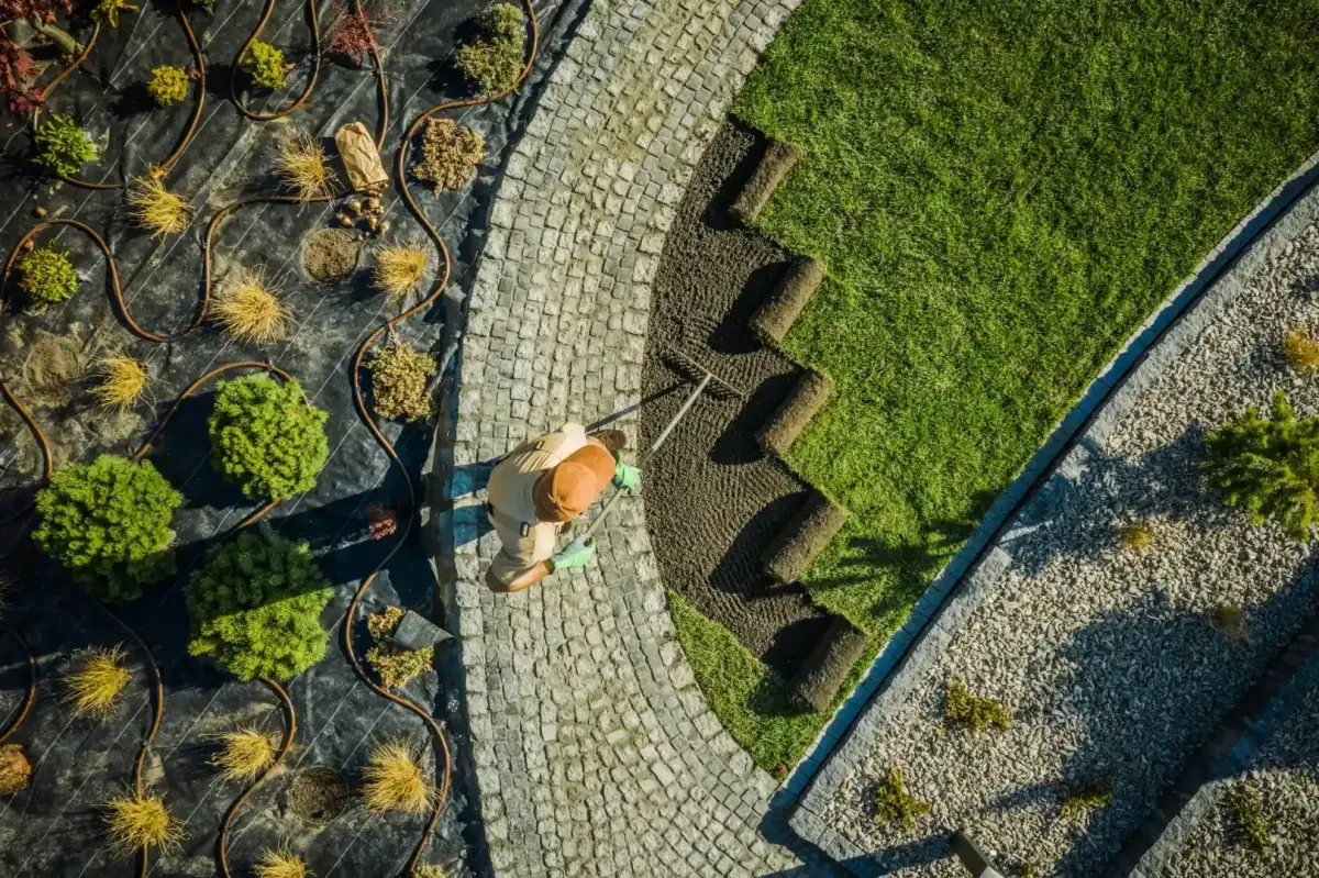 landscaping and installation Cotati, CA — crews installing plants and edging — A & J Yard Service