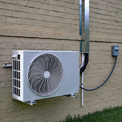 Mini-split air conditioning unit installed on a wall in San Antonio, TX